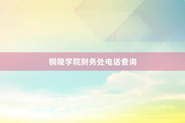 铜陵学院财务处电话查询